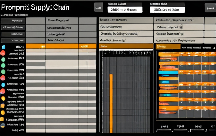 **Prompt:** Modern supply chain visualized with data analytics dashboards, showcasing improved inventory management and real-time insights. Focus on efficiency and clarity.