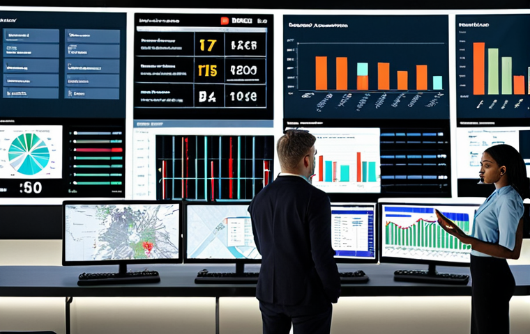 **Prompt:** A diverse team collaborating in a modern, tech-driven supply chain control center, visualizing data analytics dashboards showcasing real-time supply chain performance metrics, with a focus on sustainable practices and diverse cultural representation.
