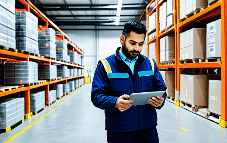 **Image Prompt:** "A modern warehouse interior with robotic arms and automated guided vehicles moving efficiently. Workers in appropriate attire are monitoring the system on tablets displaying Urdu text. Focus on seamless coordination and data flow. safe for work, appropriate content, fully clothed, professional, perfect anatomy, correct proportions, well-formed hands, proper finger count, natural body proportions, professional photography, high quality."