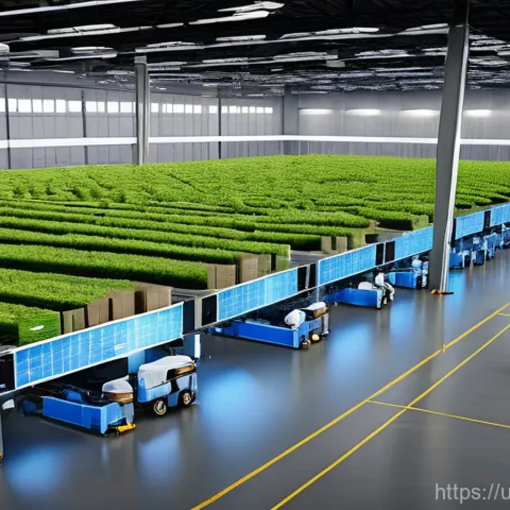 공급망관리 분야 이직 성공 사례 - **Prompt:** A visually rich and sophisticated depiction of a "Sustainable Smart Logistics Hub." The ...