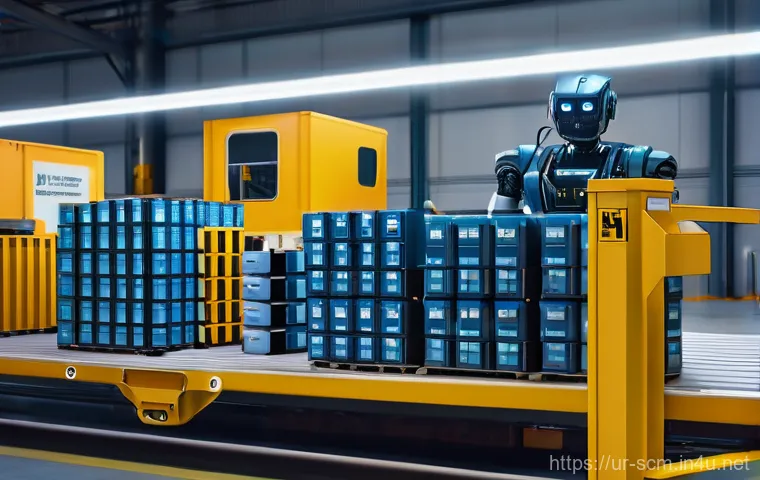 SCM와 로봇 자동화의 미래 - **Robots in various sectors, Automated Warehouses:** Focus on the tangible presence of robots in log...